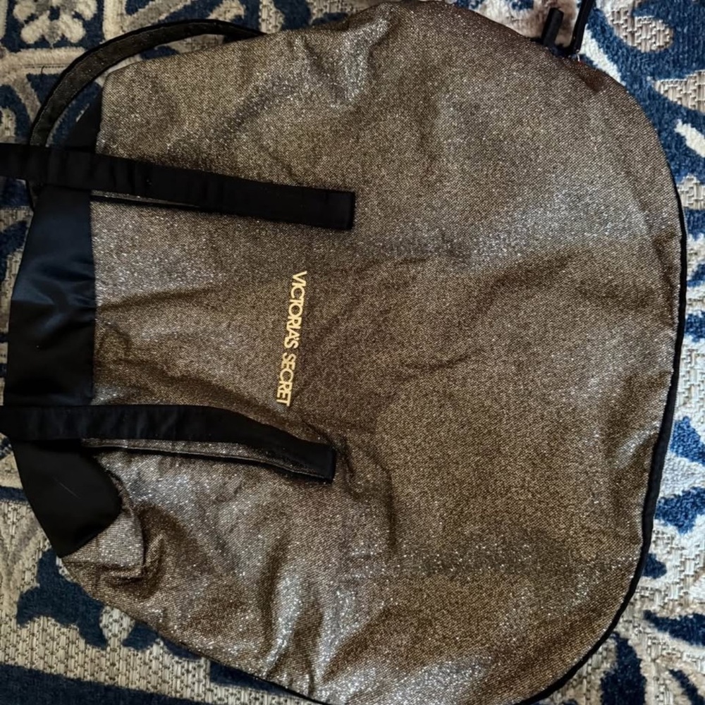 Victoria's Secret Black and Gold Duffel Bag